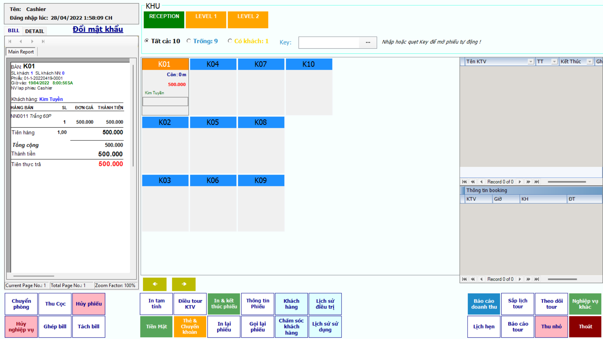 Giao diện phần mềm bán hàng tại quầy dành cho lễ tân, thu ngân